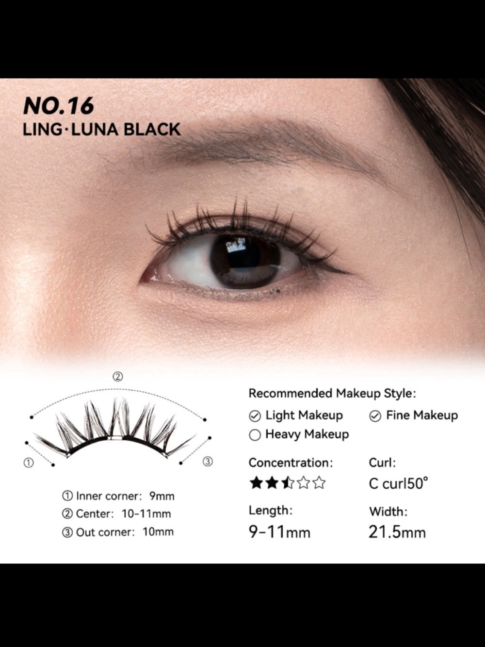 Wosado Magnetic Lashes (no.16 Luna Black)